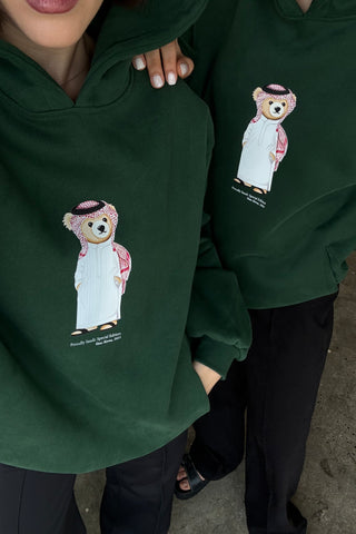 "SAUDI ICONIC BEAR" FOREST GREEN HOODIE