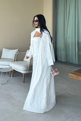 LATTE LINEN MAXI DRESS