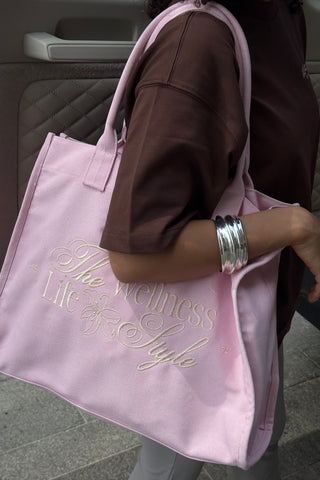 "THE WELLNESS LIFESTYLE" PINK TOTE BAG