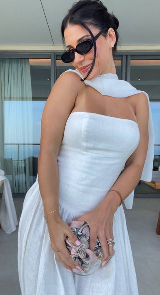 LATTE LINEN MAXI DRESS