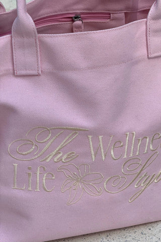 "THE WELLNESS LIFESTYLE" PINK TOTE BAG