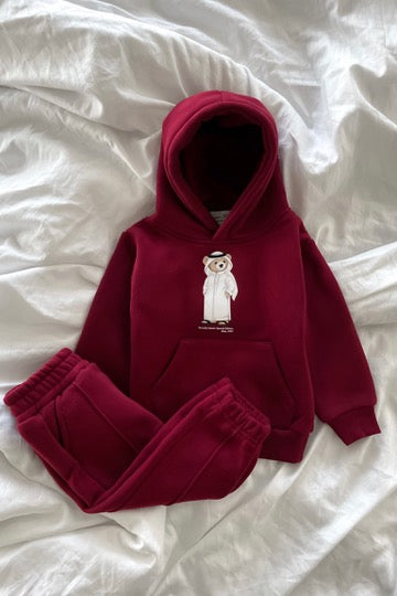 LITTLE "QATAR ICONIC BEAR" MAROON SET