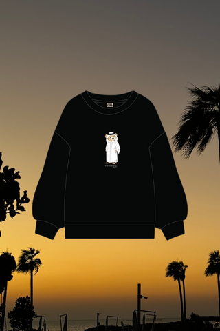 "QATAR ICONIC BEAR" BLACK SWEATSHIRT