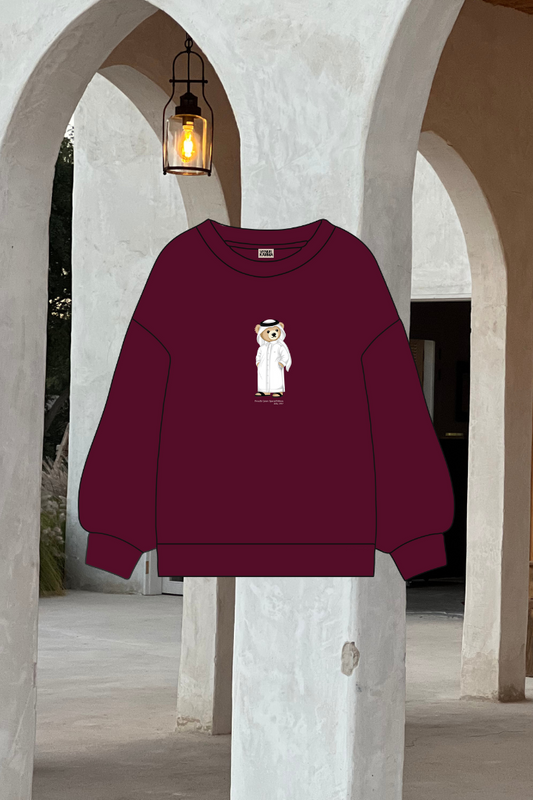 "QND ICONIC BEAR" MAROON SWEATSHIRT