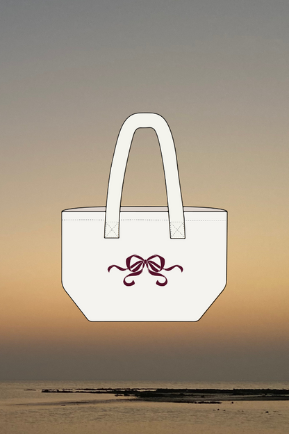 "BOW OF PRIDE" CREAM CANVA TOTE BAG