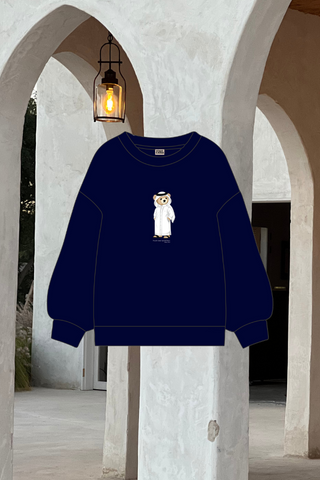 "QATAR ICONIC BEAR" NAVY BLUE SWEATSHIRT