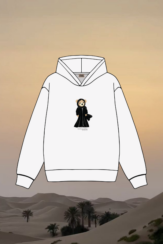 "ABAYA TEDDY GIRL" WHITE HOODIE