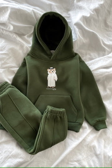 LITTLE "QATAR ICONIC BEAR" OLIVE GREEN SET