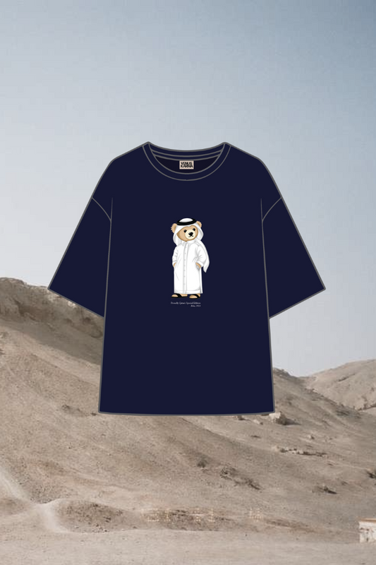 "QATAR ICONIC BEAR" NAVY BLUE T-SHIRT