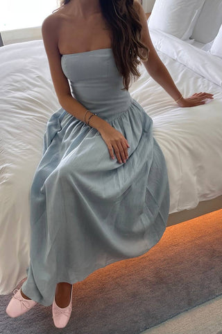 “AZZURRO” LINEN MAXI DRESS