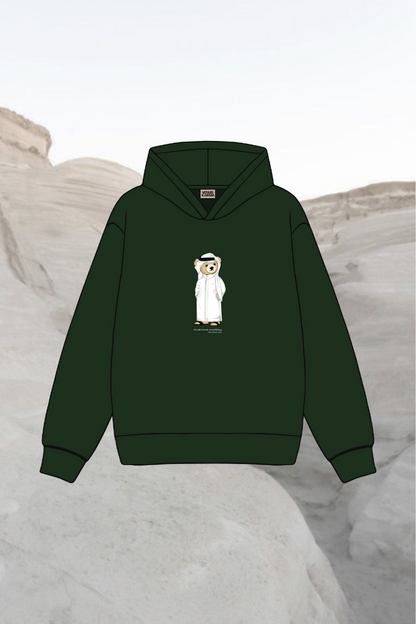 "KUWAIT ICONIC BEAR" FOREST GREEN HOODIE