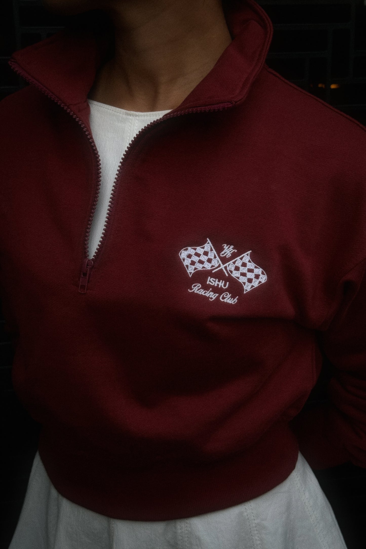 "VINTAGE SOCIETY" RUBY HALF-ZIP SWEATSHIRT