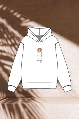 "BAHRAIN ICONIC BEAR" WHITE HOODIE