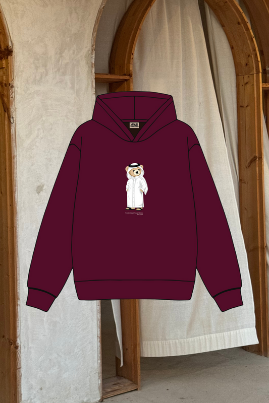 "QND ICONIC BEAR" MAROON HOODIE