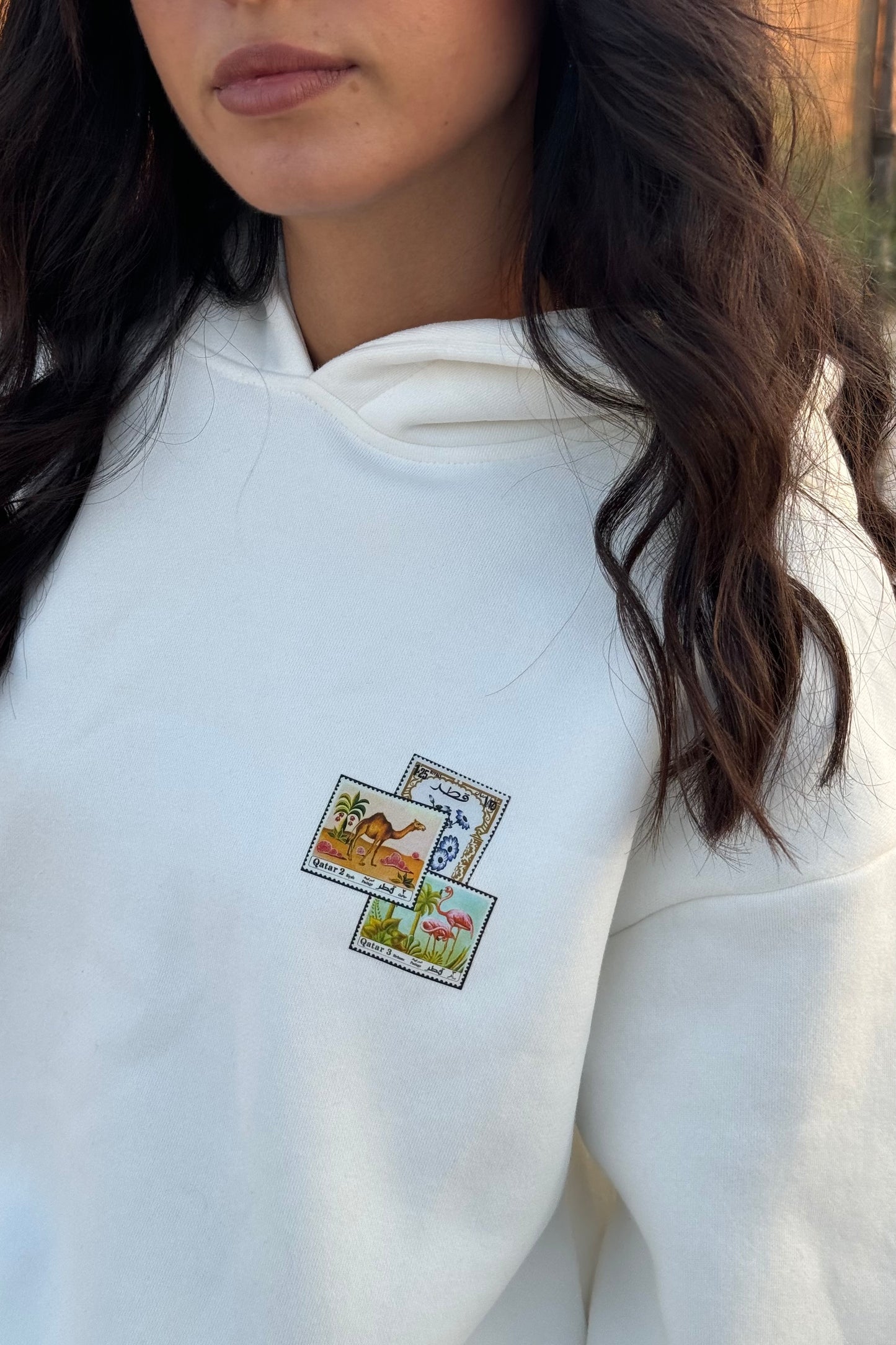 "TIMELESS STAMPS" WHITE HOODIE