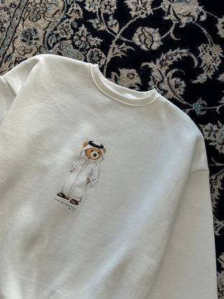 "QATAR ICONIC BEAR" WHITE SWEATSHIRT