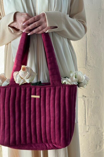 "MAROON" SUEDE TOTE BAG