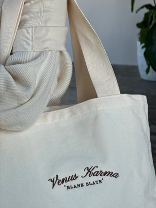 "BOW OF PRIDE" CREAM CANVA TOTE BAG