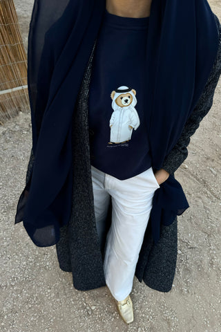 "QATAR ICONIC BEAR" NAVY BLUE SWEATSHIRT