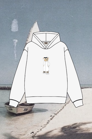 "KUWAIT ICONIC BEAR" WHITE HOODIE