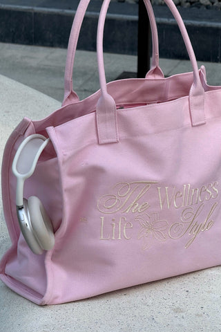 "THE WELLNESS LIFESTYLE" PINK TOTE BAG