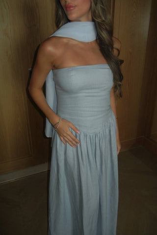 “AZZURRO” LINEN MAXI DRESS