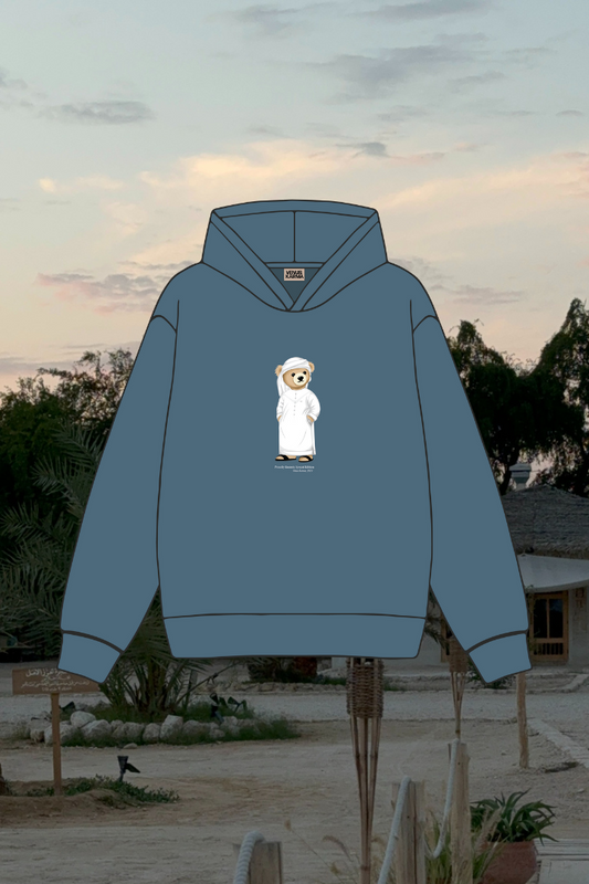 "UAE ICONIC BEAR" WASHED BLUE LIGHT HOODIE