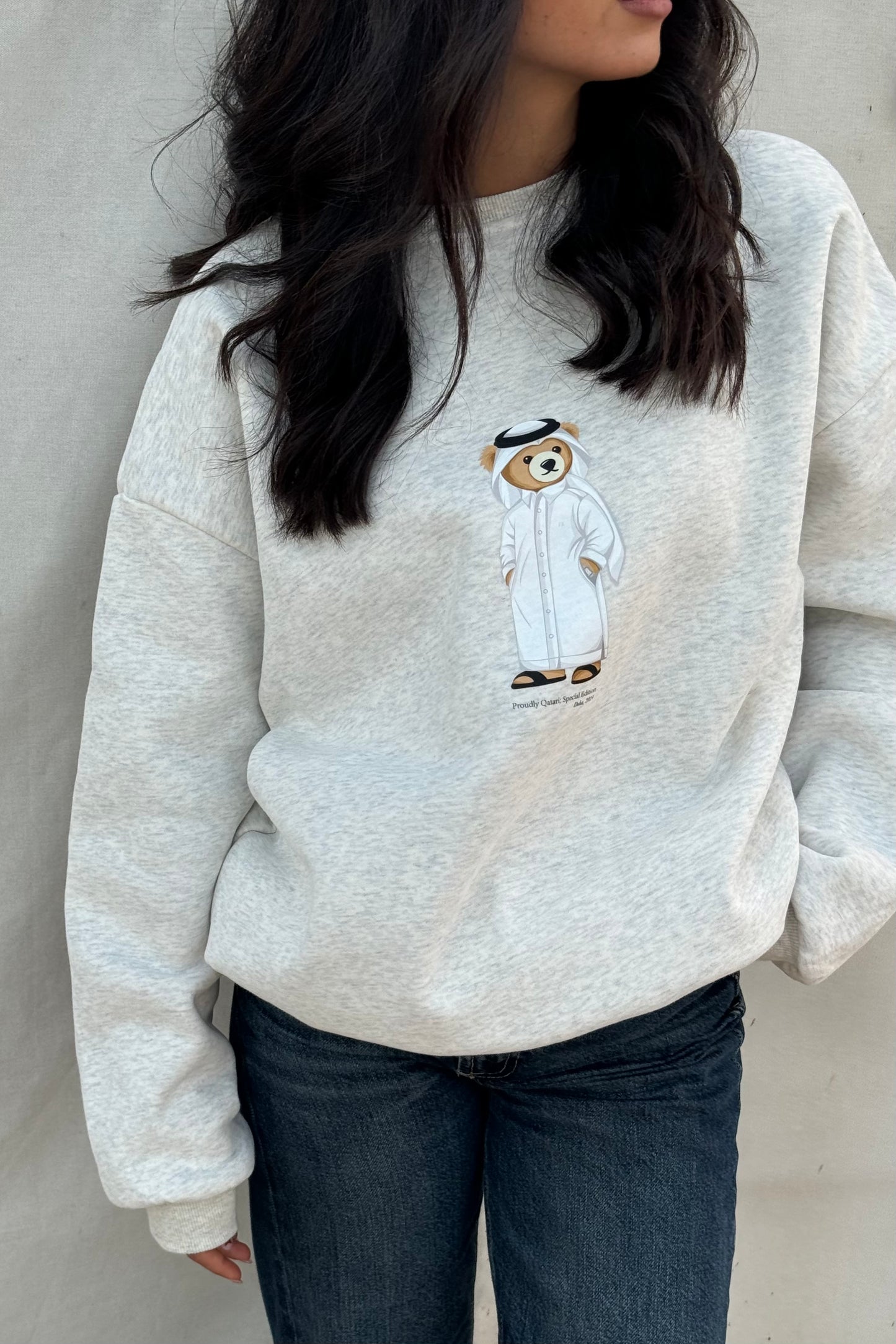 "QND ICONIC BEAR" GREY SWEATSHIRT