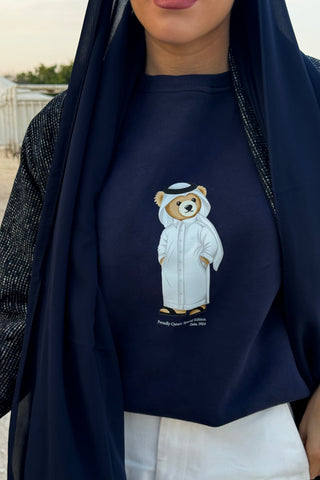 "QATAR ICONIC BEAR" NAVY BLUE SWEATSHIRT