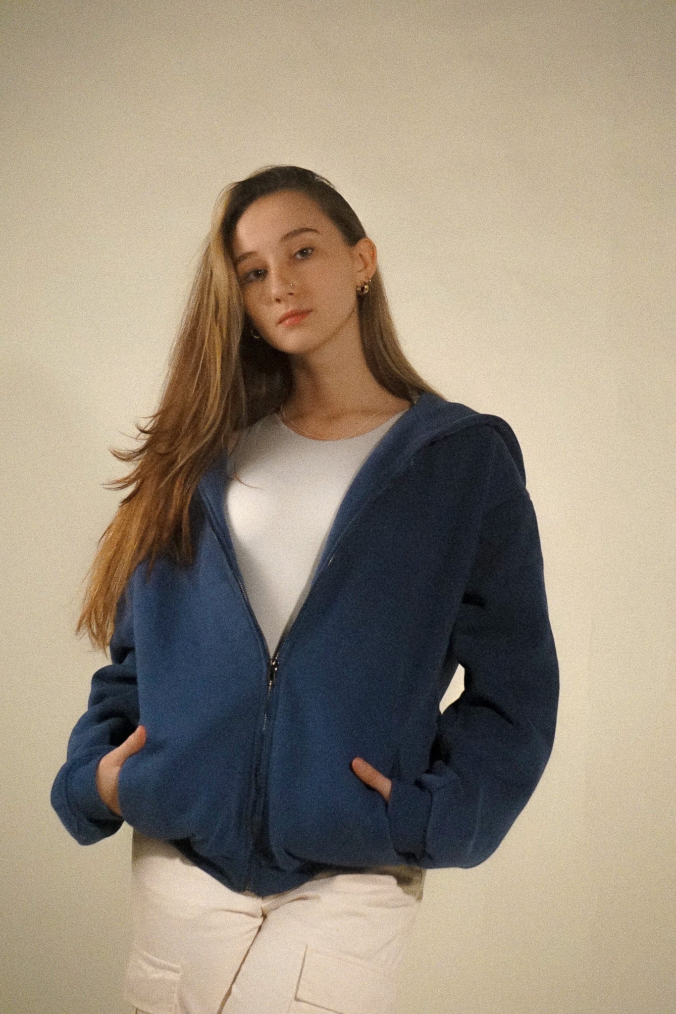 COBALT BLUE ZIP HOODIE