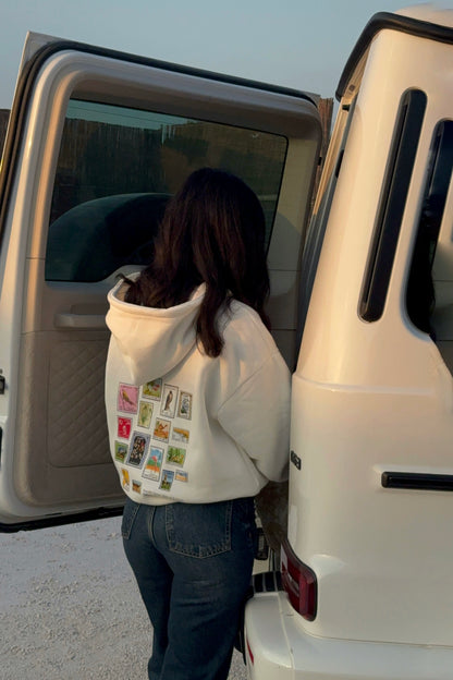 "TIMELESS STAMPS" WHITE HOODIE