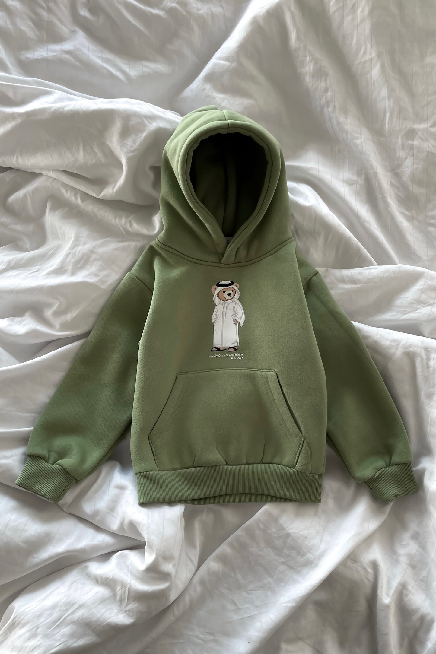 LITTLE "QATAR ICONIC BEAR" SAGE GREEN SET