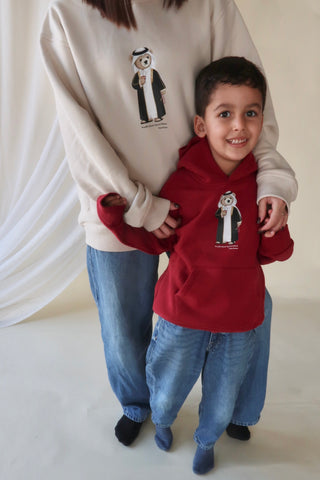 QATARI TEDDY MAROON KID HOODIE
