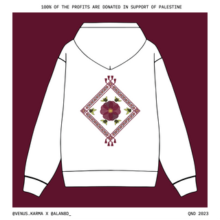 "A STITCH THROUGH A PAPAVER SHAL" WHITE HOODIE