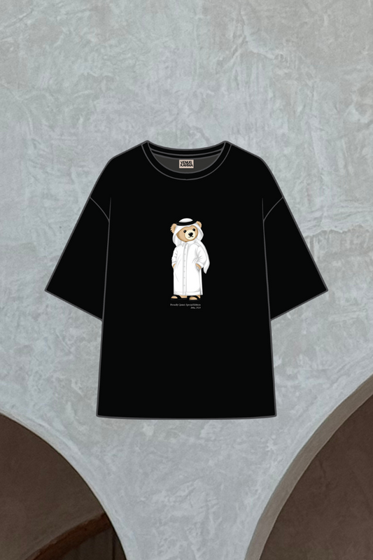 "QATAR ICONIC BEAR" BLACK T-SHIRT