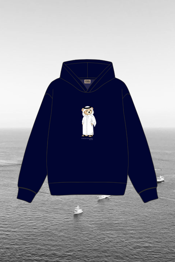 "QND ICONIC BEAR" NAVY BLUE HOODIE