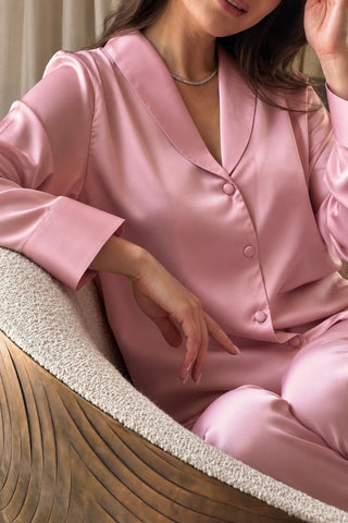 BLUSH BUTTON-UP SLEEPWEAR SET - Pajama Sets - Venus Karma