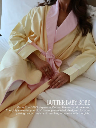 Butter Baby Robe - pink tie belt detail
