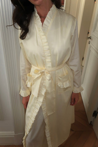 Butter Ruffle Robe - ruffle-trimmed patch pocket