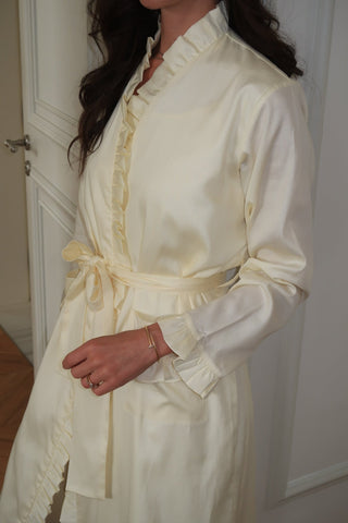 Butter Ruffle Robe - tie belt detail