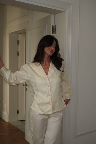 Butter Ruffle Sleepwear Set - trousers with ruffled ankle cuffs