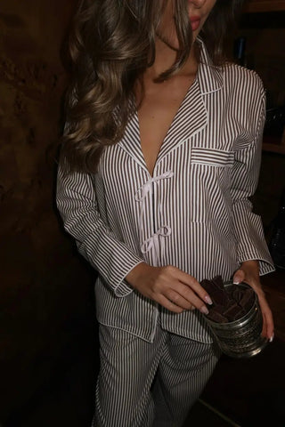 Chocolate Martini Sleepwear Set - collared top detail