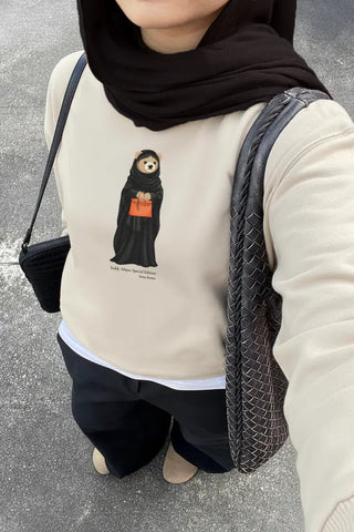 ICONIC TEDDY GIRL ABAYA OFF-WHITE HOODIE Venus Karma