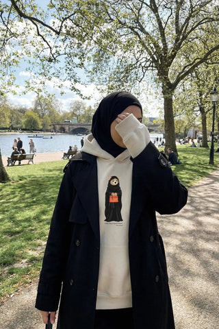 ICONIC TEDDY GIRL ABAYA OFF-WHITE HOODIE Venus Karma