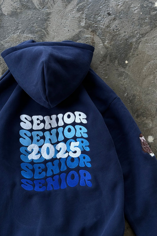 "SENIOR 2025" NAVY BLUE HOODIE