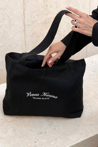 BLACK CANVA TOTE BAG