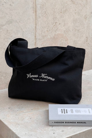 BLACK CANVA TOTE BAG