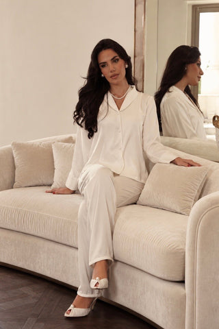 IVORY BUTTON-UP SLEEPWEAR SET - Pajama Sets - Venus Karma