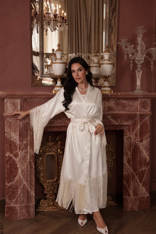 IVORY FRINGE ROBE - Robes - Venus Karma