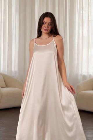 IVORY SILKY DRESS - Nightgowns - Venus Karma